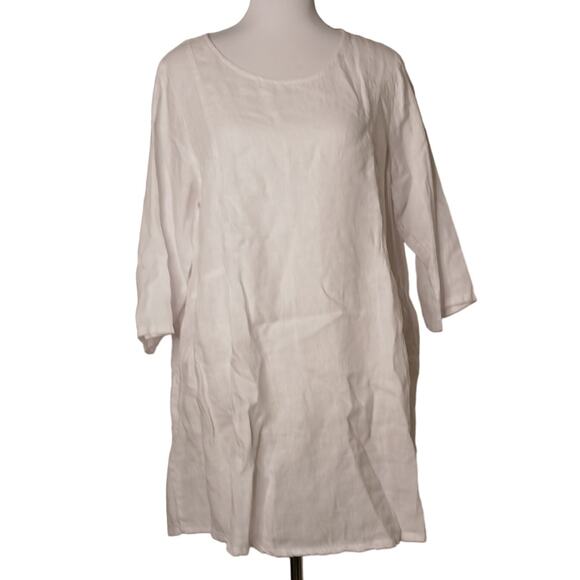 Match Point USA Linen tunic top dress half sleeve Medium White never worn - Picture 1 of 13